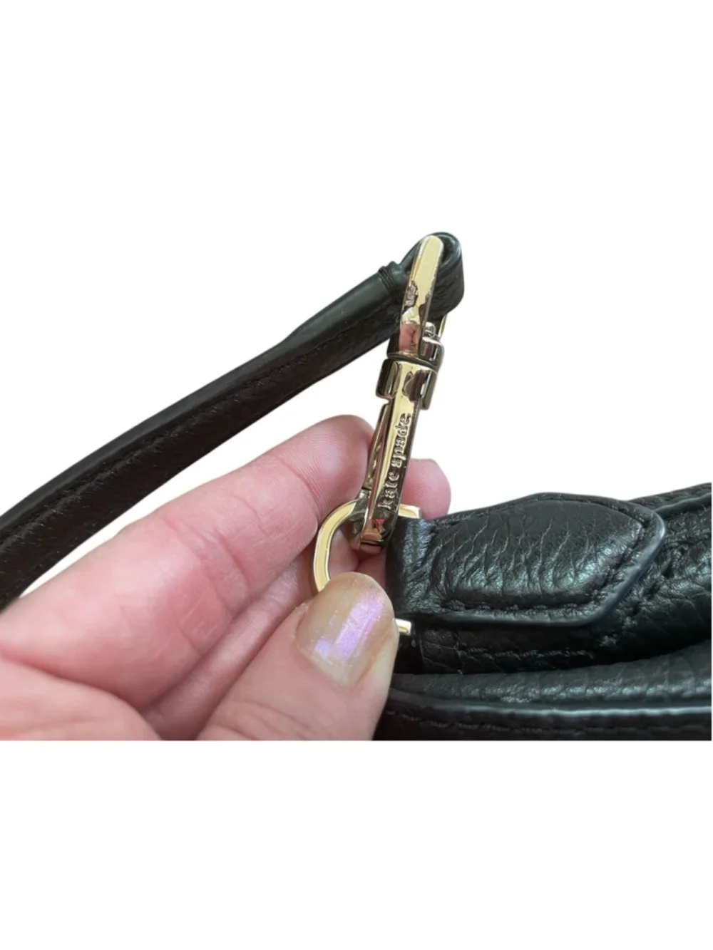 Kate Spade Black Pebble Leather Polly Flap Large Classic Preppy